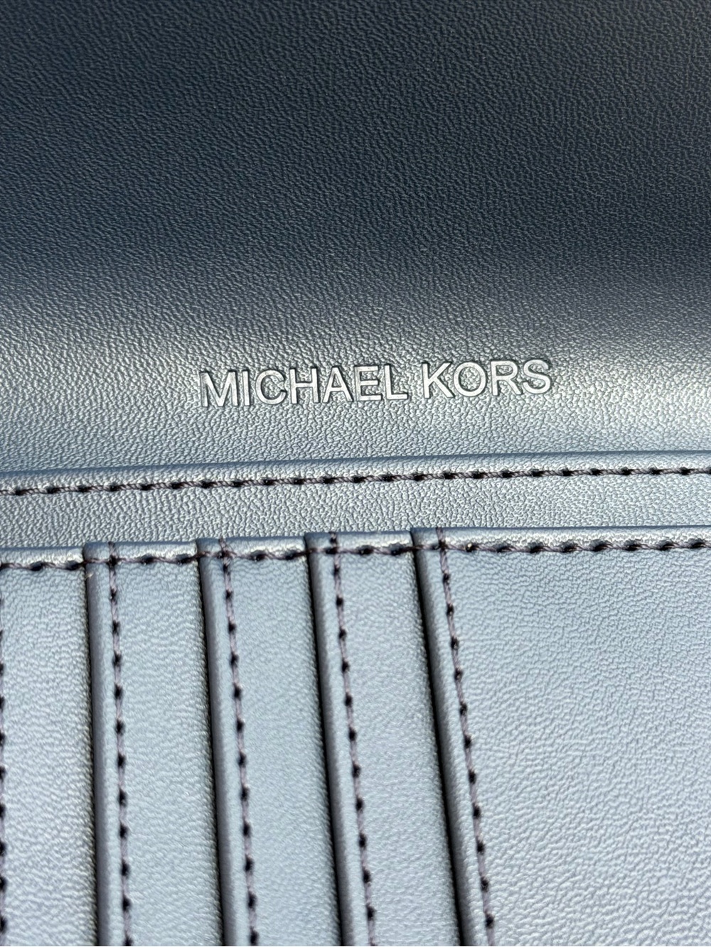 Michael Kors Jet Set Travel LG Trifold Wallet MK Color-Block Blue Multi - Picture 5 of 12